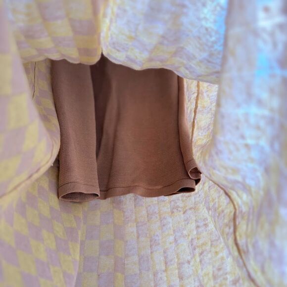 YanYan Knits Cap Sleeve Maxi Dress with Cloud in Checkered Yellow & Tan size M - Picture 9 of 16